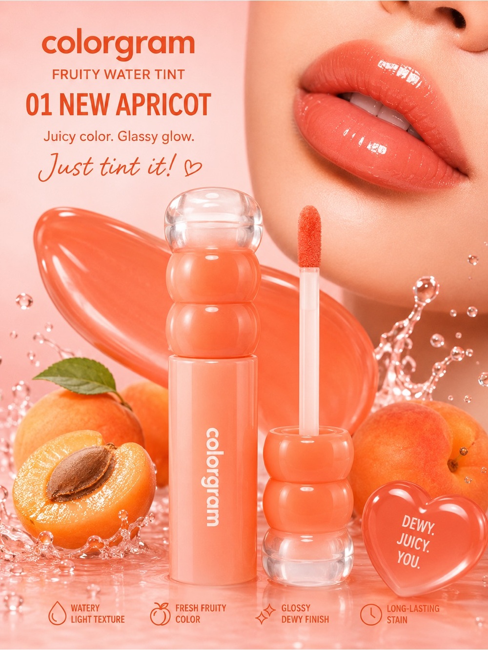 Colorgram Fruity Water Tint 01 New Apricot — Apricot Lip Tint